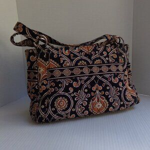 Vera Bradley Beautiful Quilted Bag Purse Brown Black Fall Colors Straps Handles